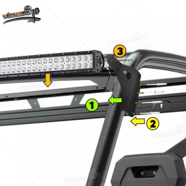 WSAYS Fit Polaris Ranger XP 900/1000 Roof 50'' LED Light Bar Pop-up Windshield Bracket