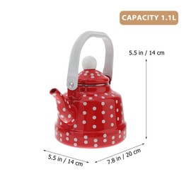 DOITOOL Vintage Tea Kettle 1.1 L Enamel Tea Kettle with Handle, Stove Top Water Kettle Coffee Tea and White Polka Dot with Stainless Steel Filter for Home Kitchen