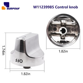 W11239985 Control Knob Compatible With Whirlpool Gas Ranges Replace 4845290 AP6333411 PS12578779 EAP12578779