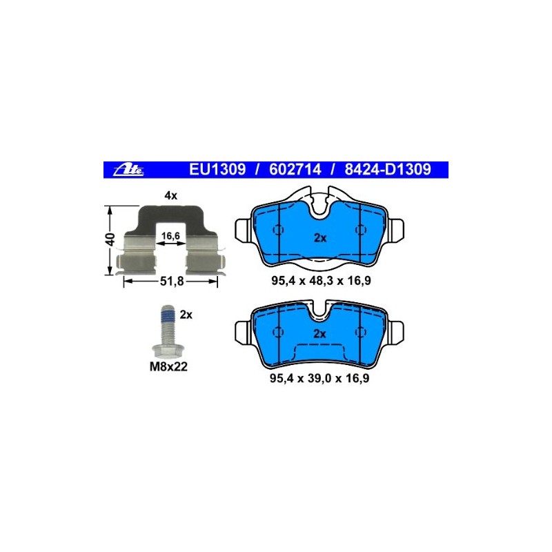ATE 13046027142 Disc Brake Shoe Set