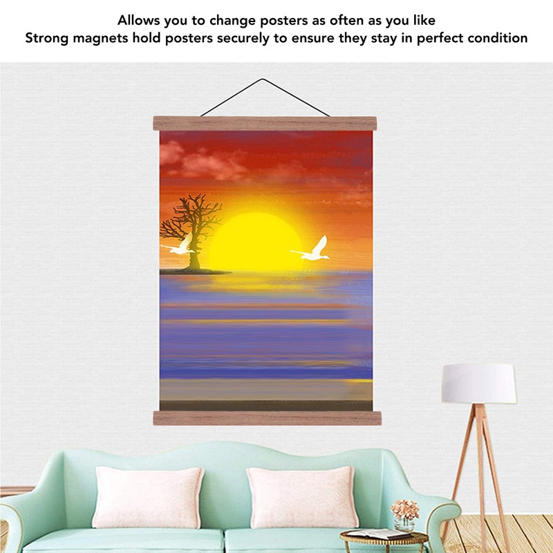 Magnetic Poster Frame Hanger DIY Reusable Black Walnut Magnet Poster