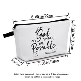 MoCaliduccious “WITH GOD ALL THINGS ARE POSSIBLE” Text Print Women Makeup Bag Outdoor Travel Portable Cosmetic Bag Small Zipper Toiletry Kit Organizer