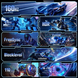 SANSUI 24 Inch Curved 160Hz Gaming Monitor,1500R Curved Gaming Monitor FHD 1080P Computer Monitor,MPRT 1ms Fast VA Display,Freesync,HDR,3000:1, HDMI2.0,DP1.4, VESA Support(ES-G24C1L HDMI Cable Incl.)