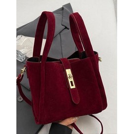 Women's Elegant Minimalist Handbag, Trendy Vintage Bucket Bag, Chic All-match Handbag for Daily & Work Use, Valentine's Day, Gift:_Black_Please Refer To The Pictures for Dimensions