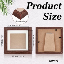 INTERWARM 10Pcs Wooden Square Photo Frame for Tabletop & Wall Mount, Brown