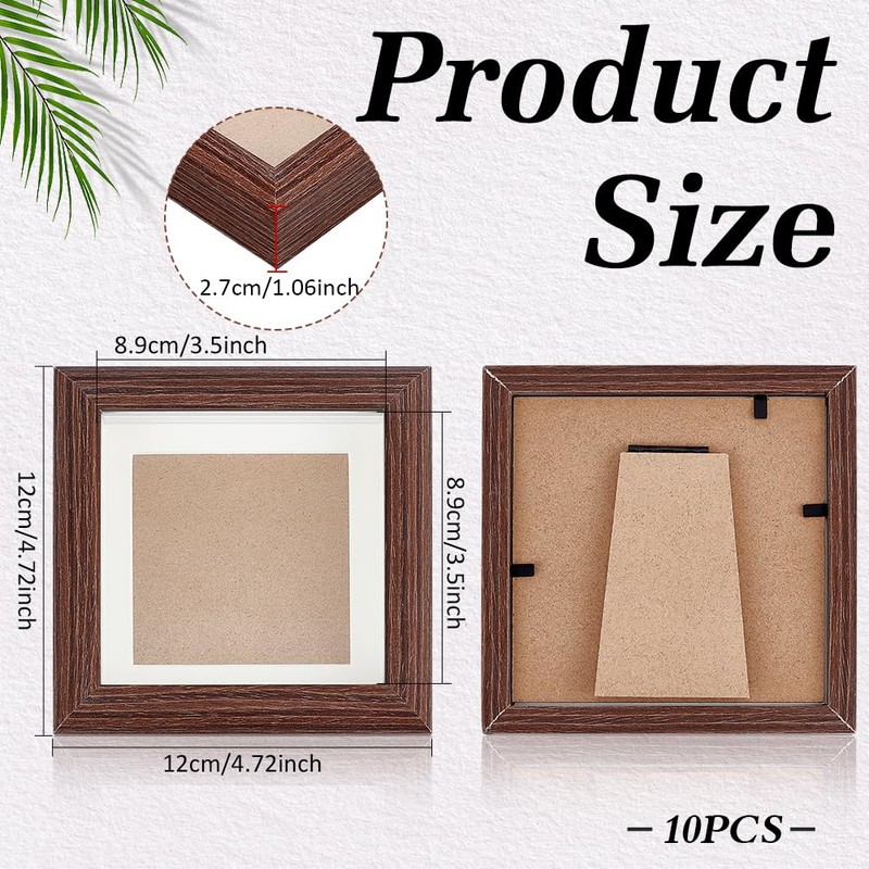 INTERWARM 10Pcs Wooden Square Photo Frame for Tabletop & Wall