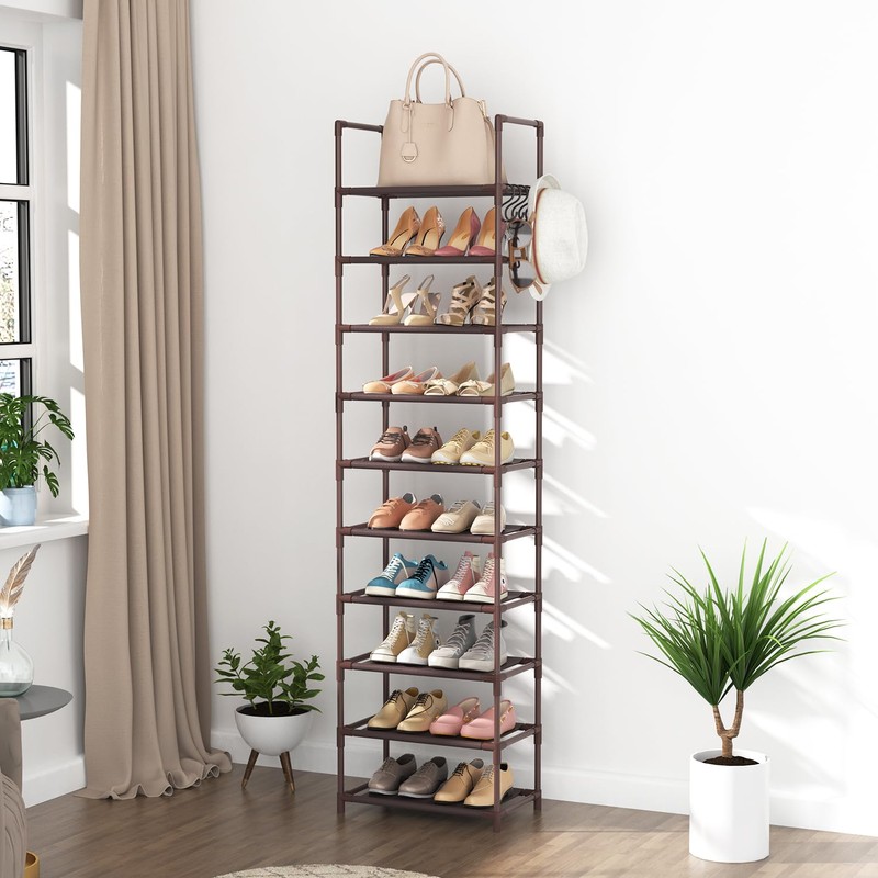 LANTEFUL 10 Tiers Tall Shoe Rack 20-25 Pairs Boots Organizer