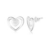 MOMAL JEWELS Sterling Silver Double Heart Stud Earrings, Polished Finish, Classic Design
