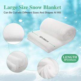 3 x 8 Ft Christmas Snow Blankets Artificial Christmas Fake Snow Blankets Roll Fluffy Large Thick White Carpet Fake Snow Blanket Decor for Christmas Winter Decor Village Display Photo Prop (2 Pack)