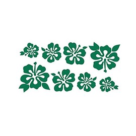 8 Hibiscus Flowers Assorted Sizes - Make Your Own Flower Lei Sticker Decal Hawaii Green