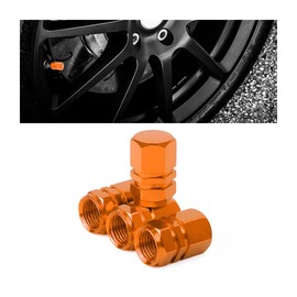 Osilly Car Tire Stem Valve Caps, 4 Pcs Aluminum Alloy Valve Stem Covers, Corrosion Resistant Leak-Proof Tire Cap Cover Accessories, Hexgon Style Wheel Air Valve Caps for SUV Car Bike (Orange)