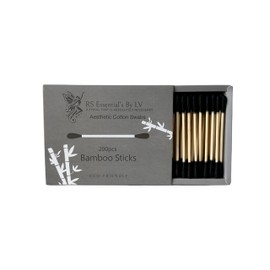 RS ESSENTIAL'S BY LV: Aesthetic Cotton Swabs Sticks Ear Swabs Bamboo swabs 200 Count Cotton Buds In 5 Colorful Colors (Black)