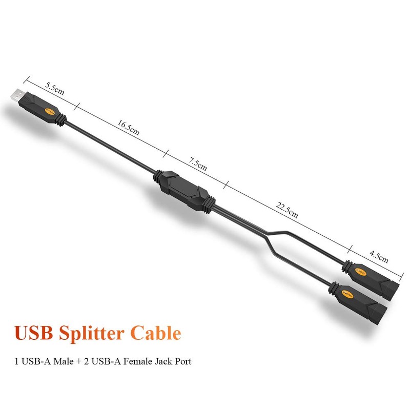USB Splitter, ELECTOP 2 Ports USB A Hub, Dual Female