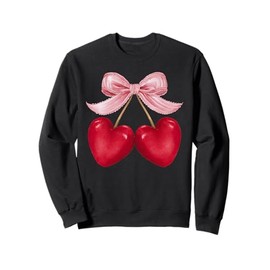 Coquette Pink Bow Cute Cherry Heart Valentine Love Sweatshirt
