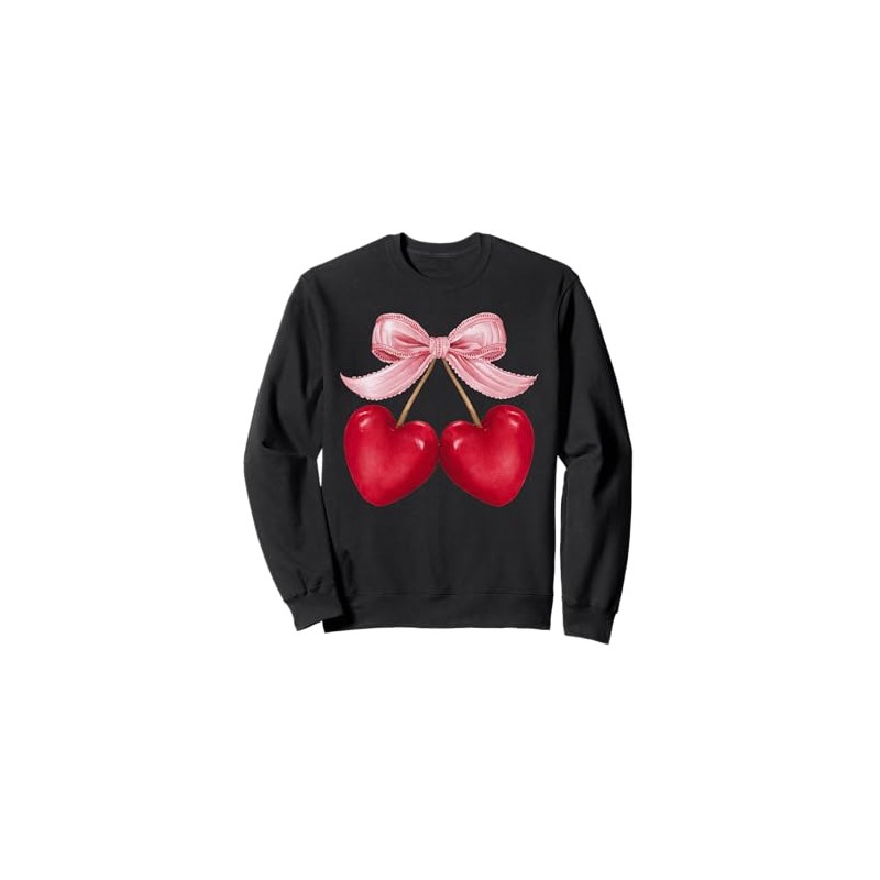 Coquette Pink Bow Cute Cherry Heart Valentine Love Sweatshirt