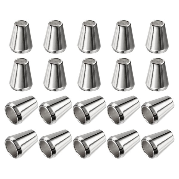 sourcing map 30Pcs Metal Bell Stopper, 5mm Conical Cord Ends