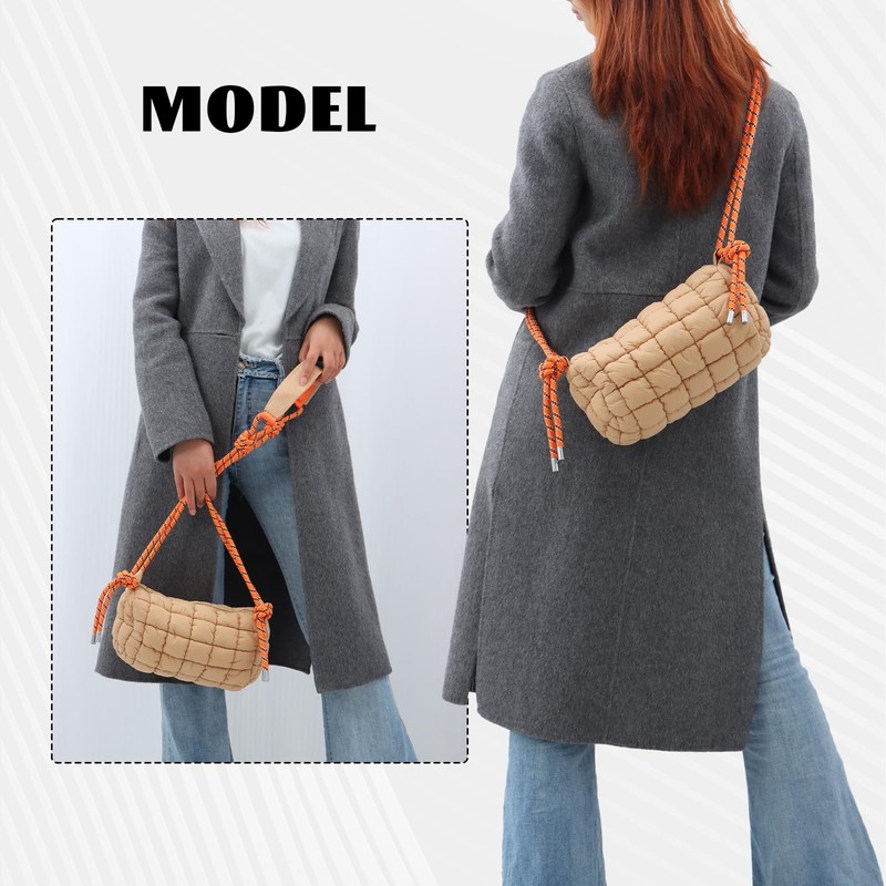Fecialy Quilted Puffer Bag for Women Quilted Shoulder Bag Lightweight