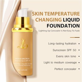BASE DE MAQUILLAJE VERSÁTIL 4 EN 1: Base de maquillaje líquida con protector solar FPS 50, corrector y humectante. Se ajusta automáticamente al tono d