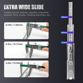 SLIDEWAY 200 Lbs Heavy Duty Drawer Slides 1 Pair 8 10 12 14 16 18 20 22 30 32 40 Inch Full Extension Ball Bearing Sliding Rails Cabinet Runners Tracks Tool Box Glides-20
