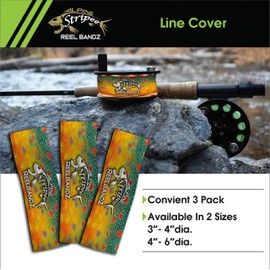 Alpine Innovations Stripee ReelBandz 3 Pack - Universal Fit Fly Fishing Reel Cover to Prevent Line Tangles (Large, Brook Trout)