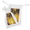 Ambesonne Tropical Fabric Pouch Set of 2, Tropical Sunset Coastal