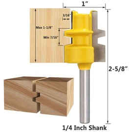 Gasea 1/4 Inch Shank Medium Reversible Glue Joint Router Bit Tenon Cutter for Woodworking Tools