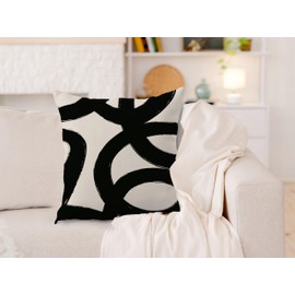 Abstract Modern Black and Beige Pillow Covers 18x18, Boho Home Decor, Mid Century Modern Abstract Decorative Throw Pillow Covers for Bedroom Living Room Home Office
