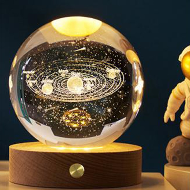 3D Crystal Ball Night Light Rechargeable Battery Soft Light Multifunction