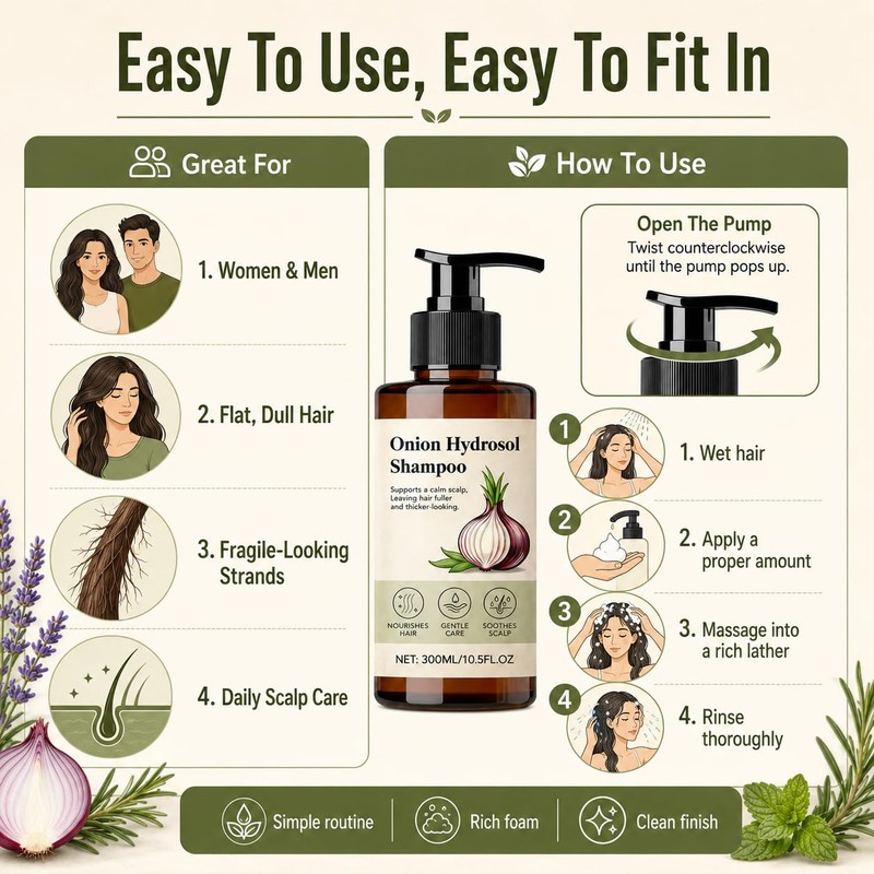 Onion Hydrosol Hair Growth Shampoo with Rosemary & Biotin –