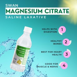 Randa's Recipes Swan Lemon Magnesium Citrate Oral Solution (10 oz), Natural Lemon Flavor, Gentle and Effective Laxative for Regularity (5-Pack)