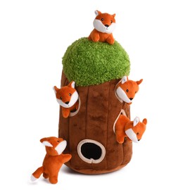 okegztoa Interactive Squeaky Dog Toys Fox Dog Toy, Stuffing Woodland Friends Burrow, Squeaky Plush Dog Toys for Small Medium Large Dogs Small Size (Large)