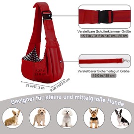 PETLOFT Dog Sling Reversible Small Dog Carrier, Adjustable Pet Sling Hands-Free Cross Body Carrier with Collar for Dog/Cat/Rabbit, Fuchsia Pink