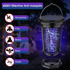 PALONE 5.5W Solar Bug Zapper–4500V USB Rechargeable Mosquito Killer for Patio & Camping