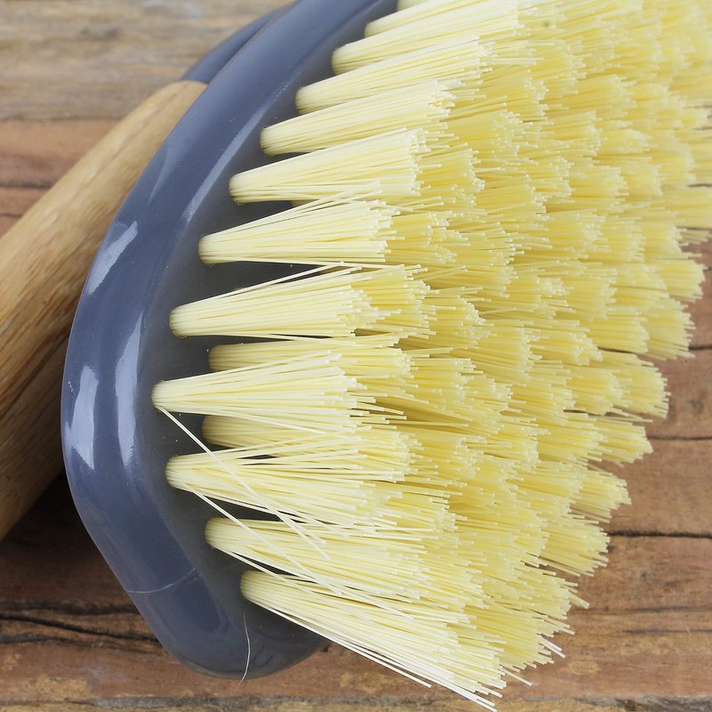 Macosa UMEN068 Scrubbing Brush with Bamboo Handle Natural Bristles Brush
