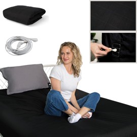 Sleep Grounded Fitted Sheet Queen,10% Sterling Silver, 90% Cotton, Earthing Sheet, 400 Thread-Count Luxurious Feel, Better Sleep, Fitted Sheet (Black, Queen)