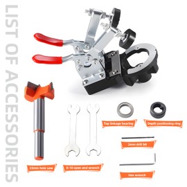 35 mm Hinge Drilling Template, Aluminium Alloy Hidden Double Clip Pot Hinge Template, Door Cabinet Hinge Gauge, with Double Tensioner and Pre-Drilled Holes, for DIY Woodworking