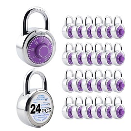 ZonRo Standard Dial Combination Lock, 2 inches Wide,3 Digit Code Purple Turnplate, Pack of 24 with Different Combinations Lock for School, Employee, Case, Toolbox Gym Sports Locker