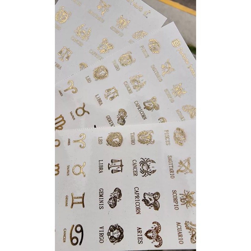 Rainbow Decal Nails Stickers Tatuajes Uñas Signos Zodiacales, Horoscopos 6