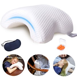 LOCYOP Sleeping Pillow Couple Pillow Arm Pillow Slow Rebound Pressure Pillow Cuddle Pillow Memory Foam Travel Arched Shaped U Pillow Providing Comfort and Support Curved Pillow for Couples