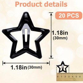 Mxxipp 20pcs Star Hair Clips for Women, Non-Slip Metal Star Snap Barrettes, Y2K Hairstyle Accessories for Women Thick Thin Fine Straight Curly Long Short Hair- Black