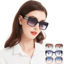MARE AZZURO 3 Pack Sunglasses for Women Trendy Classic Retro Designer Large Frame Sunnies Fashion Sun Shades Glasses with UV400 Protection