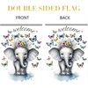 Starlit Patio Welcome Elephant Garden Flag Double Sided 12 x
