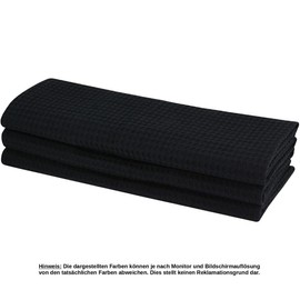 3 x Tea Towel 100% Cotton Waffle Pique in Black