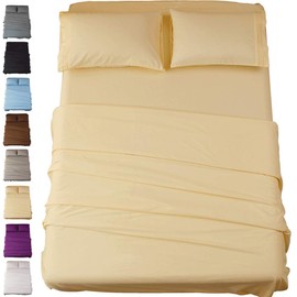 Sonoro Kate Bed Sheet Set Super Soft Microfiber 1800 Thread Count Luxury Egyptian Sheets 18-Inch Deep Pocket Wrinkle and Hypoallergenic-4 Piece(Queen Ivory)