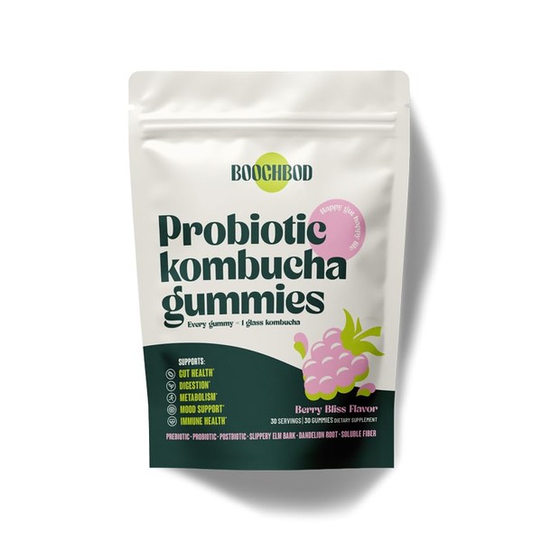BoochBod - Probiotic Kombucha Gummy - Prebiotics, Probiotics, Postbiotics, Fiber