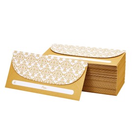 Juvale Money Envelopes for Cash - 7 x 3 in Gold Decorative Cash Envelopes - 100-Count - Secure Adhesive Seal & Floral Design