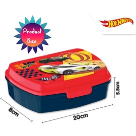 Hot Wheelies Car Lunch Box Kids Rectangular Plastic Sandwich Boxes Food Storage Safe Leak Proof Snack Boxes Picnic Food Container BPA Free Lunchbox for School, Nursery, Kindergarten – 20cm