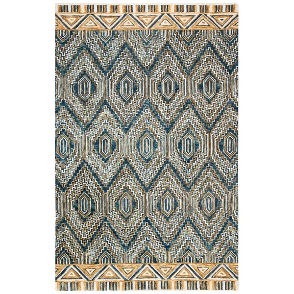SAFAVIEH Aspen Collection 2' x 3' Blue/Gold APN822M Handmade Boho