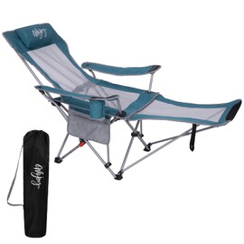 #WEJOY 2-in-1 Reclining Camping Chair with Footrest for Adults Folding Lounge Chair with Adjustable Backrest Lightweight Camping Chairs Heavy Duty Camp Chairs for Outdoor