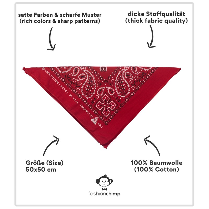 fashionchimp Bandana, 100% Cotton, Premium Quality, Nicki Neckerchief for Men